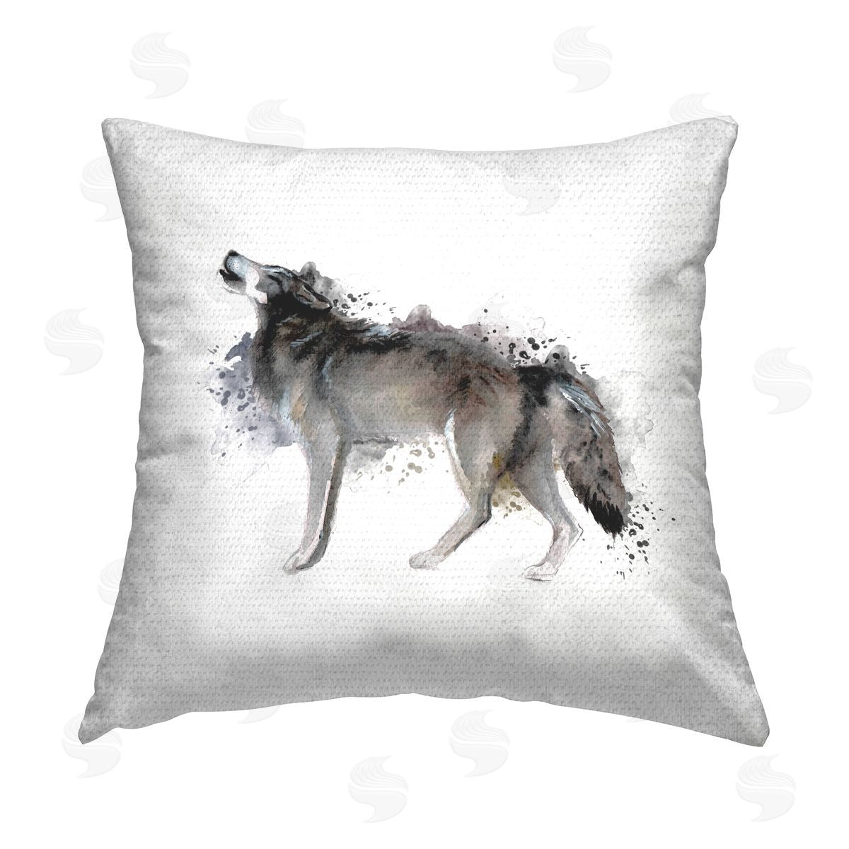 Wolf Modern Watercolor Splash Outdoor Printed Pillow, Home Decor by Elephant Stock