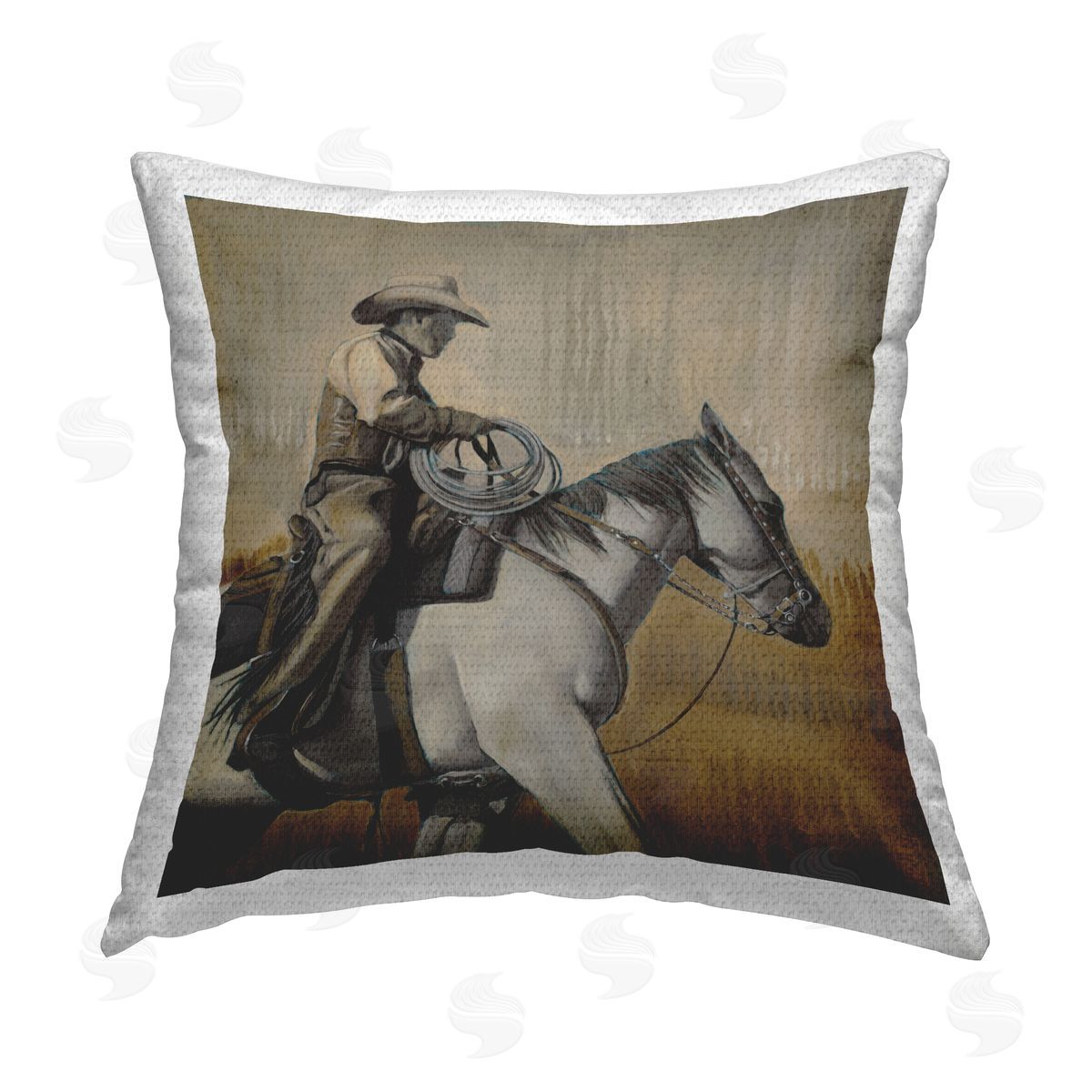 Western Rodeo Cowboy Jockey Outdoor Printed Pillow, Home Decor by Stacy Daguiar