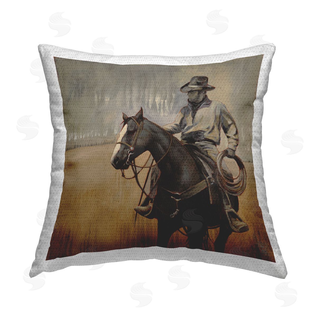 Western Equestrian Cowboy Outdoor Printed Pillow, Home Decor by Stacy Daguiar