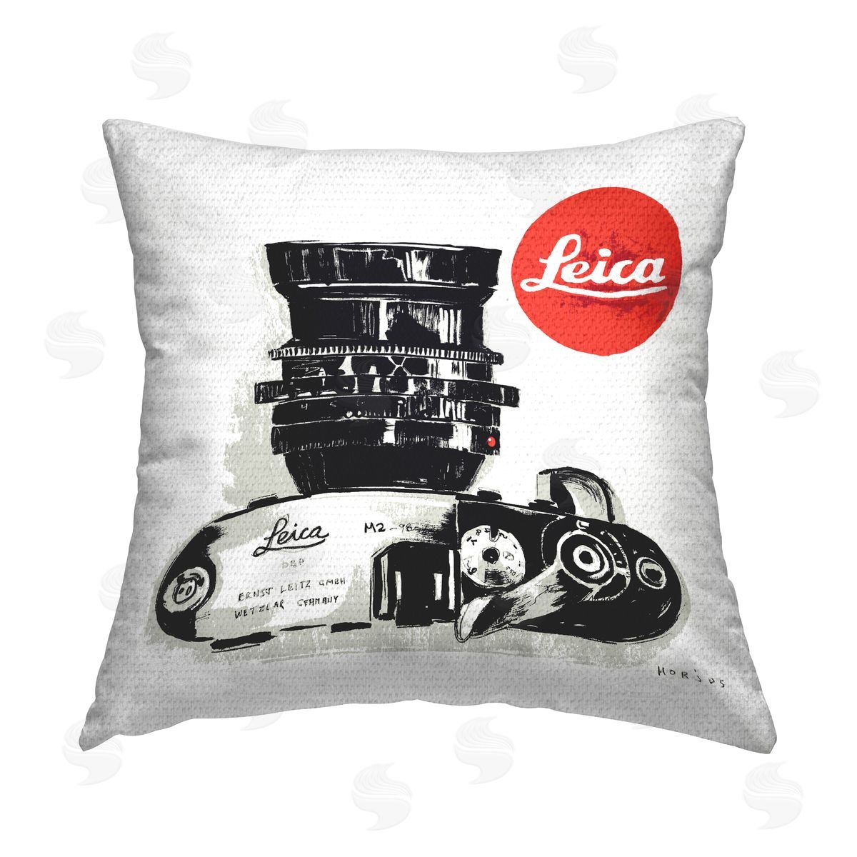 Vintage Camera Lens Ad Outdoor Printed Pillow, Home Decor by Peter Horjus