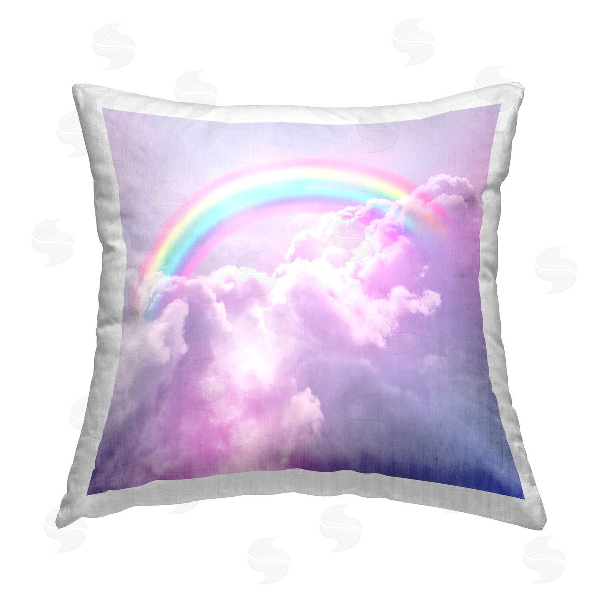 Rainbow in Purple Clouds Decorative Printed Pillow, Home Decor by Elephant Stock
