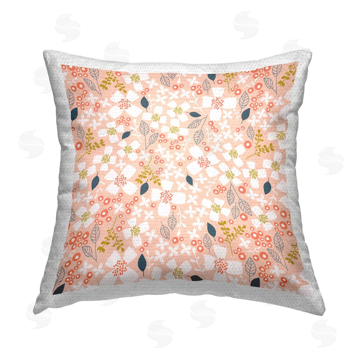 Pastel Floral Herb Pattern Outdoor Printed Pillow, Home Decor by Sarah Gardner
