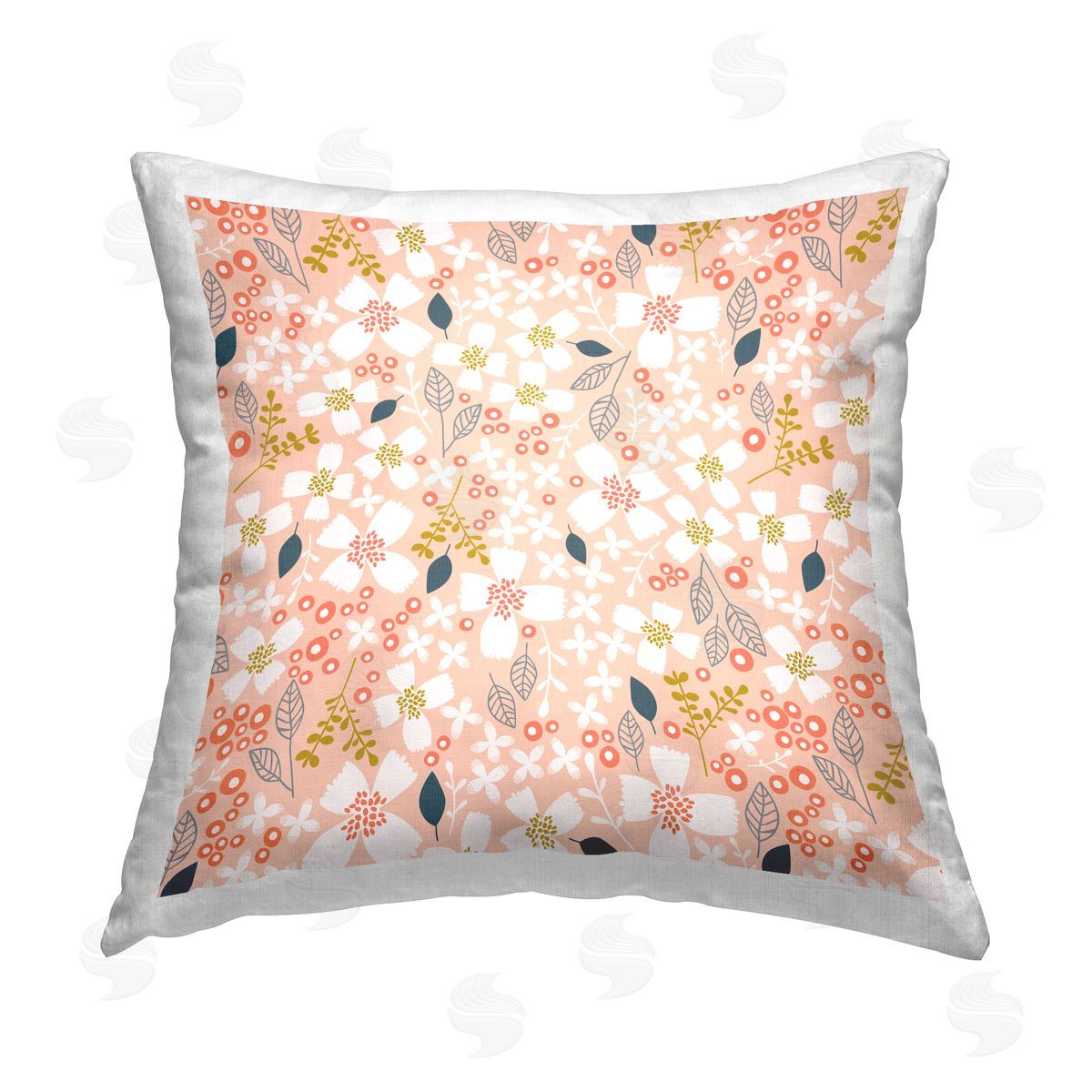Pastel Floral Herb Pattern Decorative Printed Pillow, Home Decor by Sarah Gardner