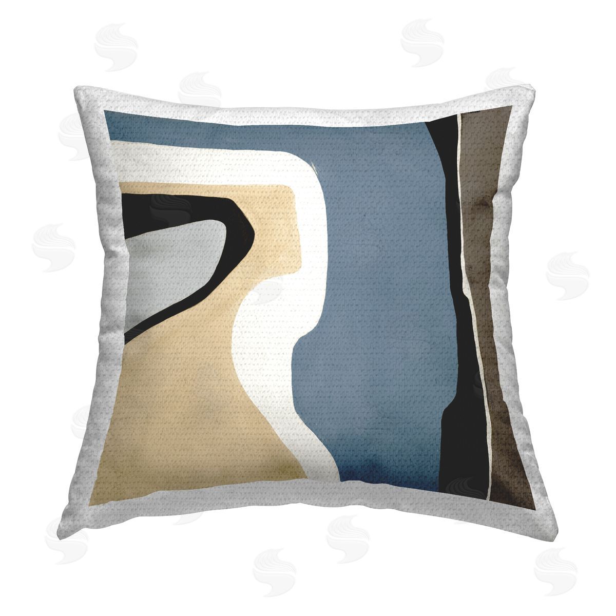 Contemporary Blue & Beige Shapes Outdoor Printed Pillow, Home Decor by Ruth Fromstein