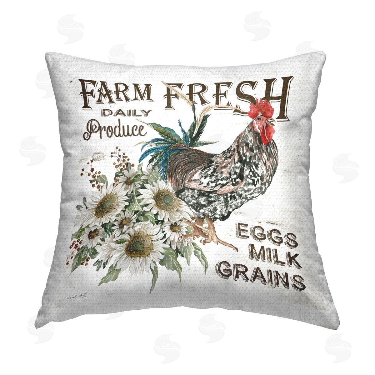 Rustic Farm Fresh Production Outdoor Printed Pillow, Home Decor by Cindy Jacobs