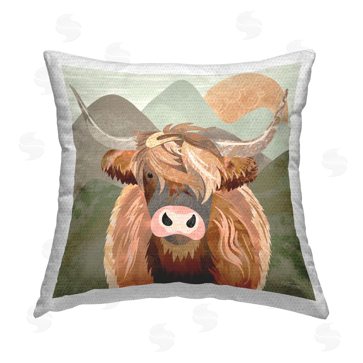 Modern Cattle Landscape Outdoor Printed Pillow, Home Decor by Cat Thurman Designs