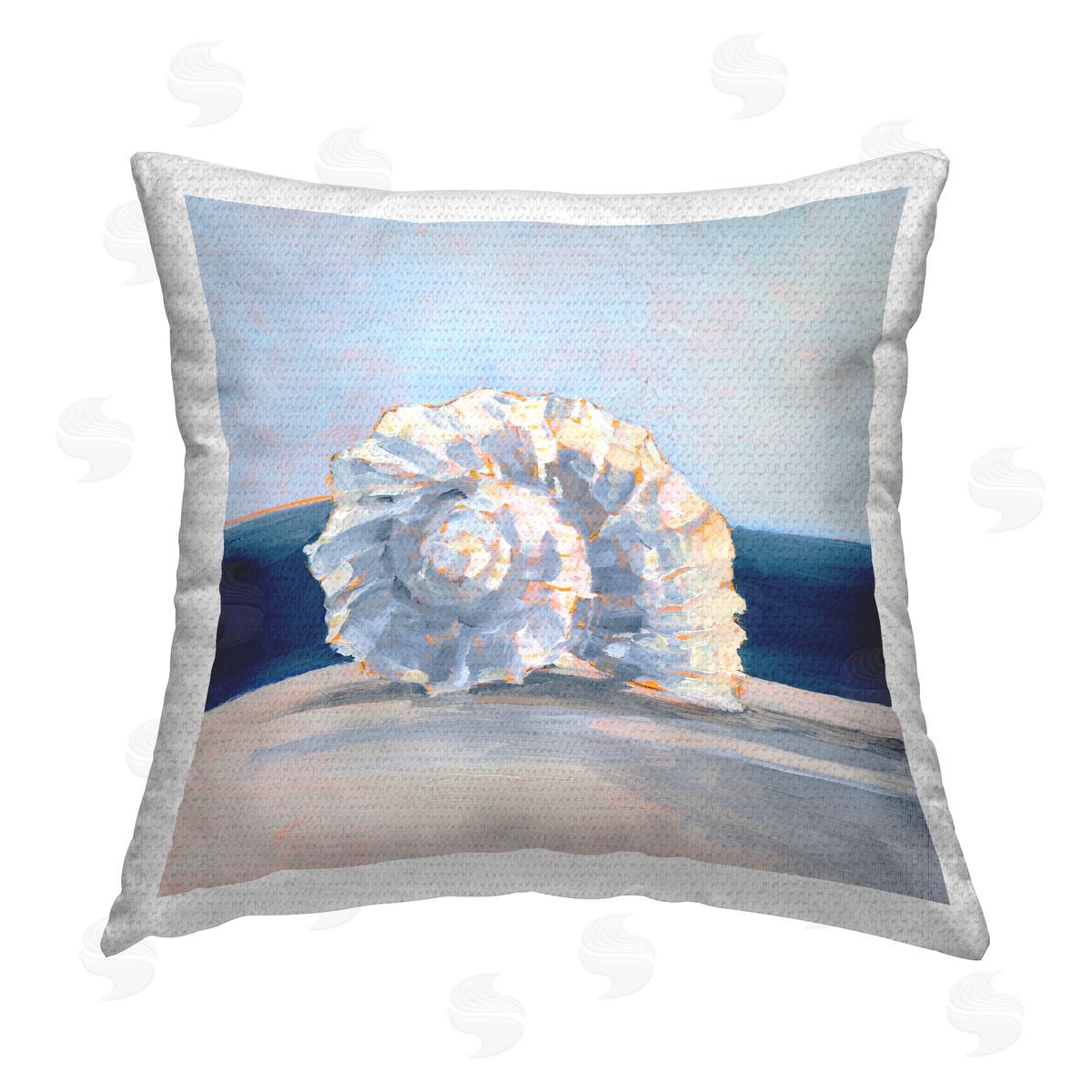 Modern Blue Nautilus Shell Outdoor Printed Pillow, Home Decor by Ethan Harper