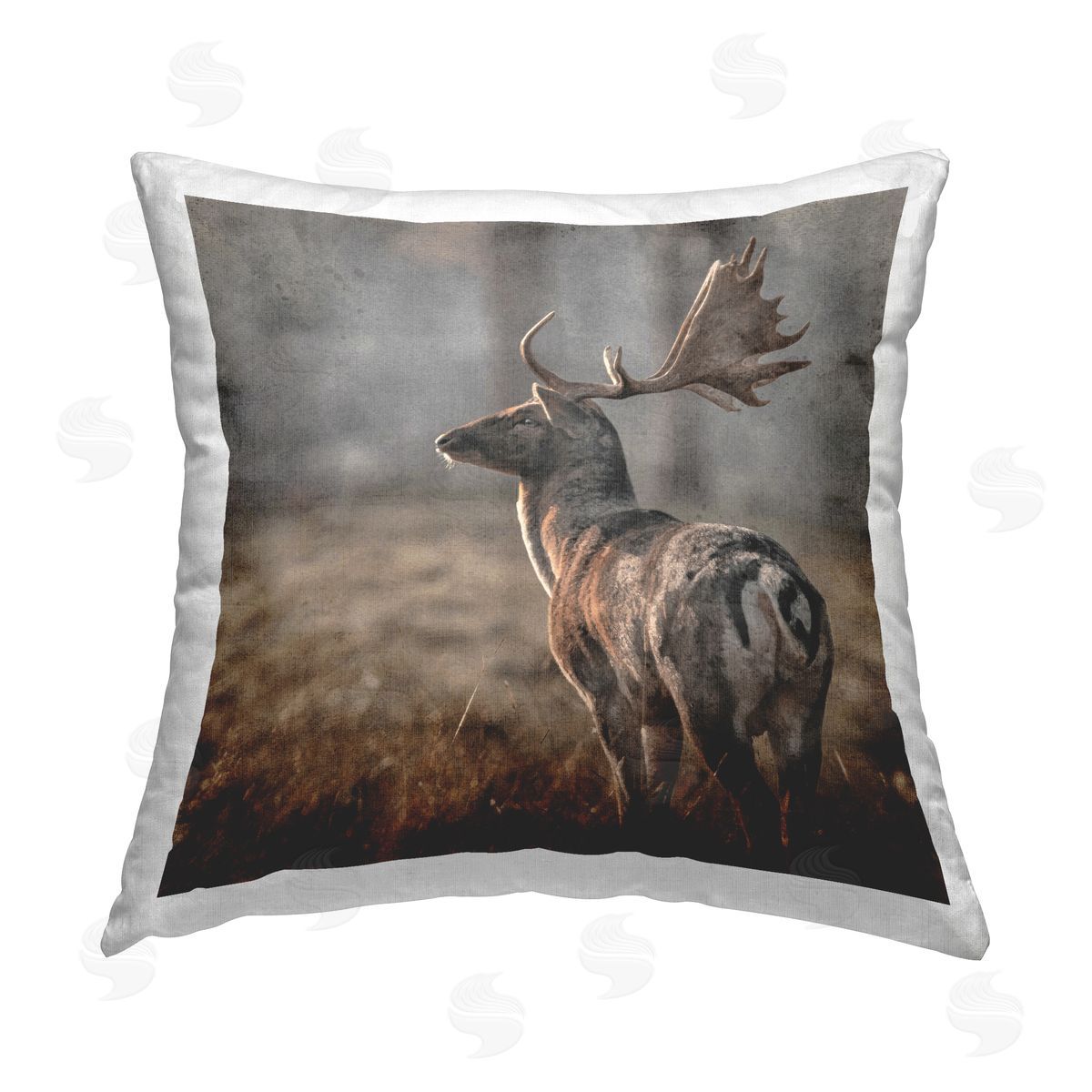 Moose Stag in Nature Decorative Printed Pillow, Home Decor by LSR Design Studio
