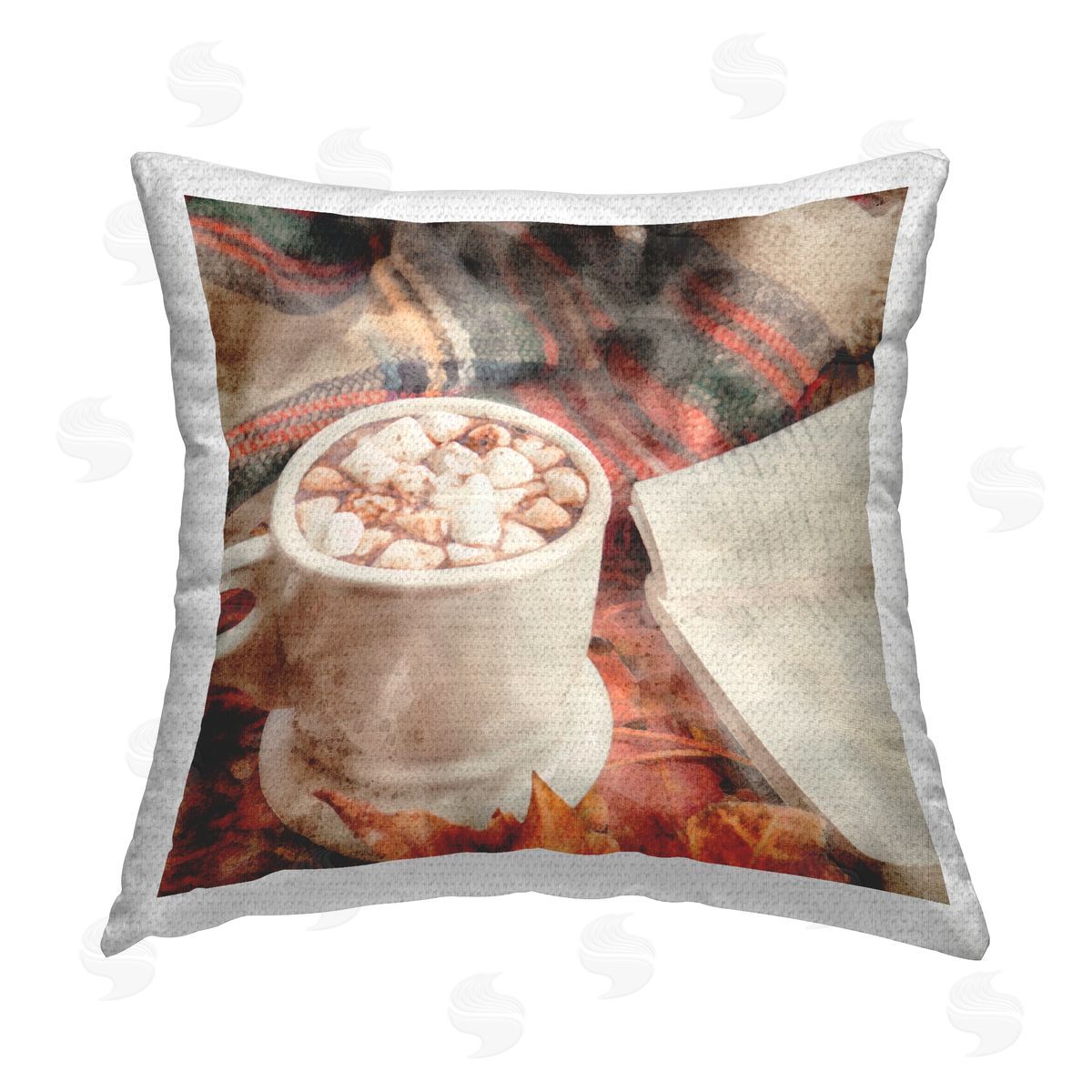 Cozy Autumn Cocoa Mug Outdoor Printed Pillow, Home Decor by LSR Design Studio