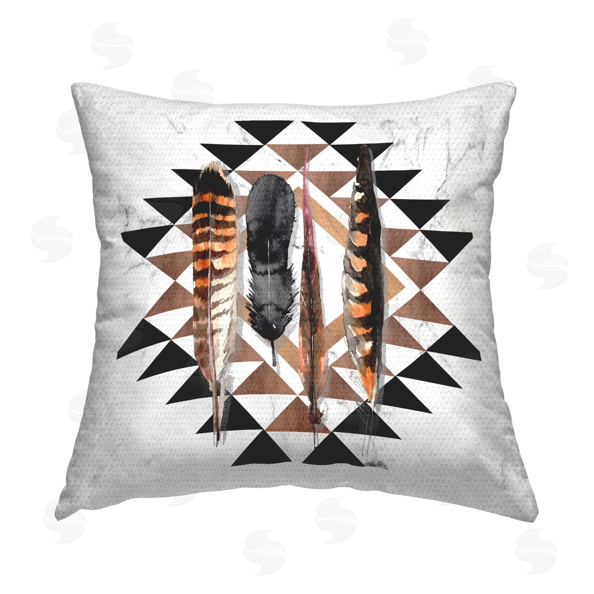 Boho Geometric Feathers Outdoor Printed Pillow, Home Decor by Jennifer Paxton Parker