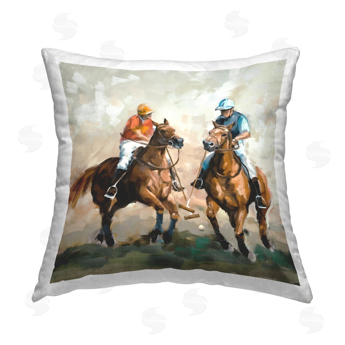 Equestrian Polo Players Decorative Printed Pillow, Home Decor by Ziwei Li