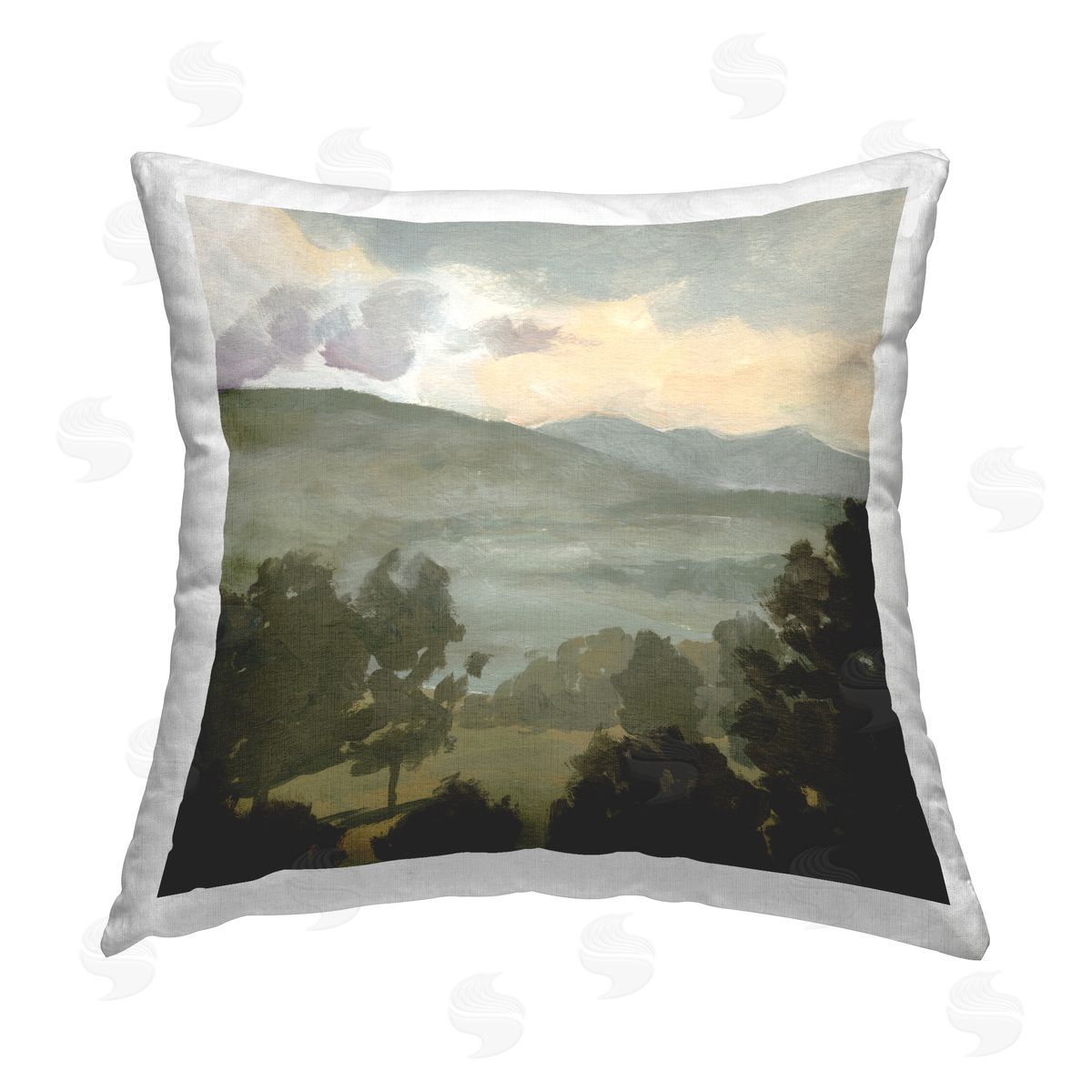 Rural Hills Landscape Decorative Printed Pillow, Home Decor by Victoria Barnes