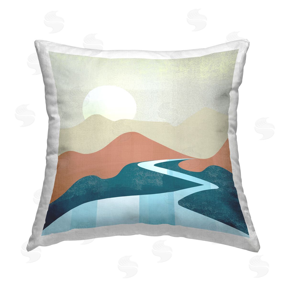 Abstract River Landscape Decorative Printed Pillow, Home Decor by Arctic Frame