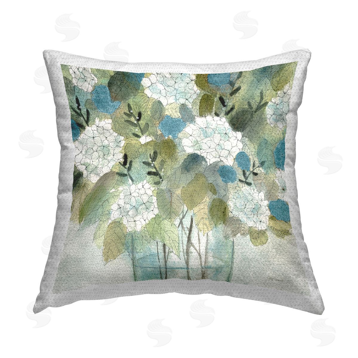 Hydrangea Bloom Bouquet Outdoor Printed Pillow, Home Decor by Carol Robinson