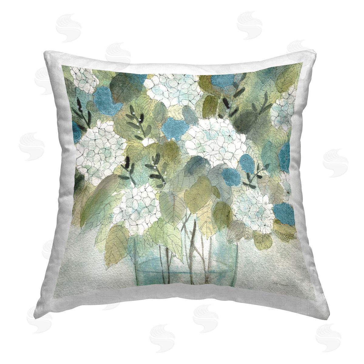 Hydrangea Bloom Bouquet Decorative Printed Pillow, Home Decor by Carol Robinson