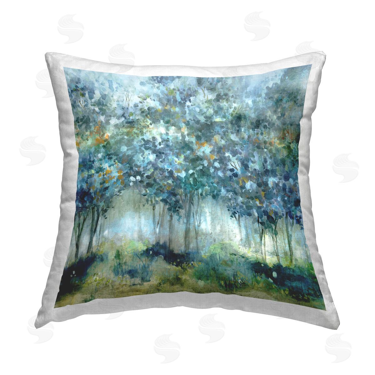 Blue Abstract Tree Grove Decorative Printed Pillow, Home Decor by Carol Robinson