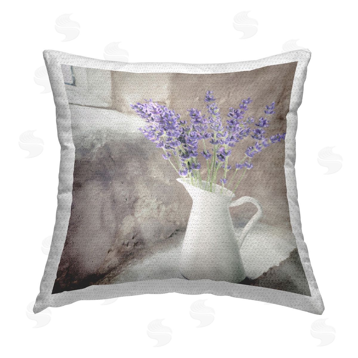 Lavender Sprigs in Vase Outdoor Printed Pillow, Home Decor by LSR Design Studio