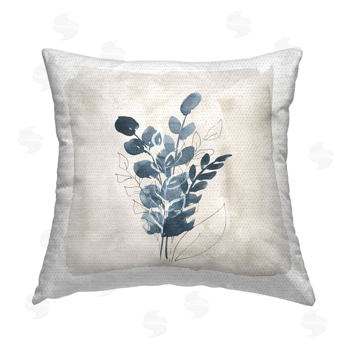 Blue Summer Leaves Outdoor Printed Pillow, Home Decor by Lucille Price