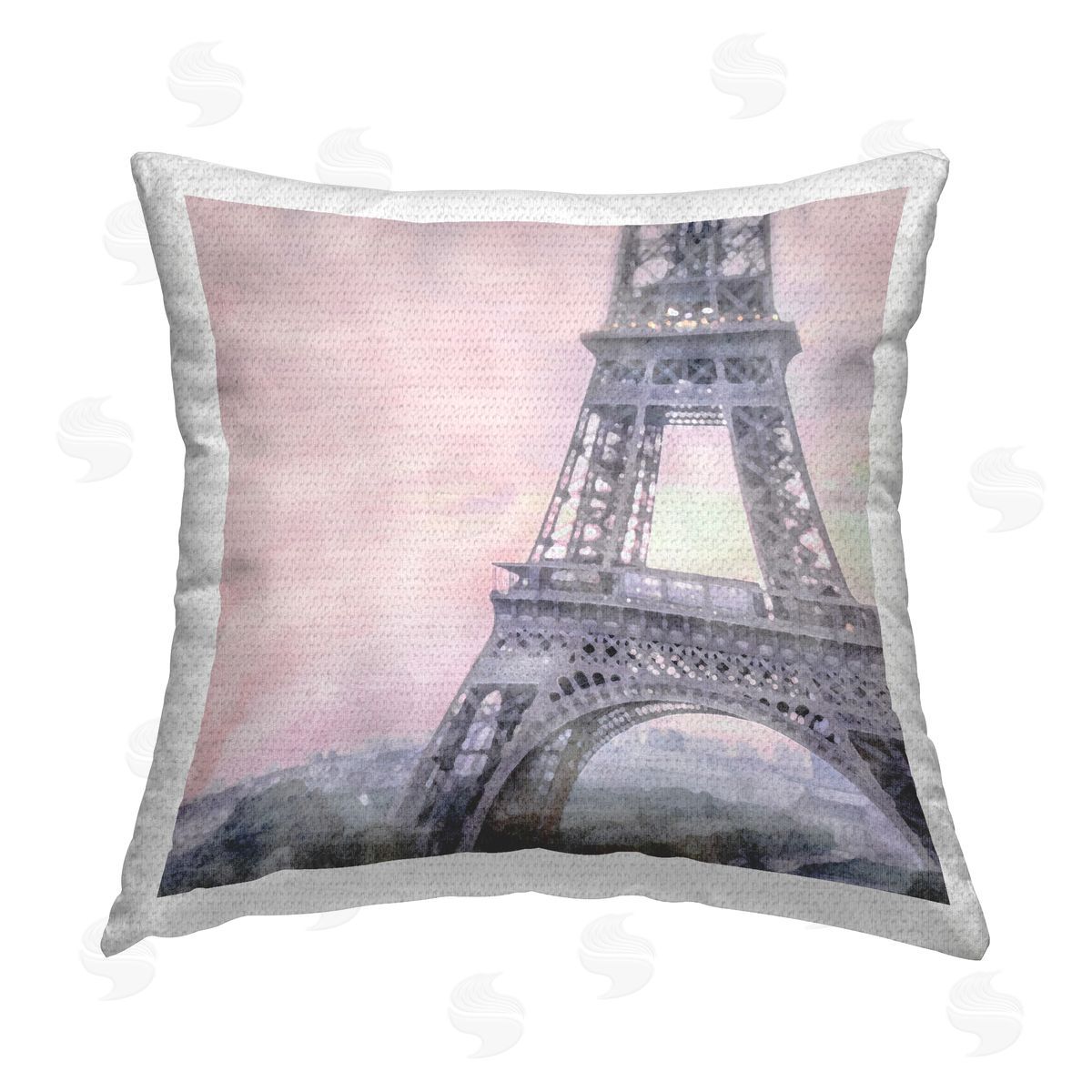 Pastel Eiffel Tower View Outdoor Printed Pillow, Home Decor by LSR Design Studio