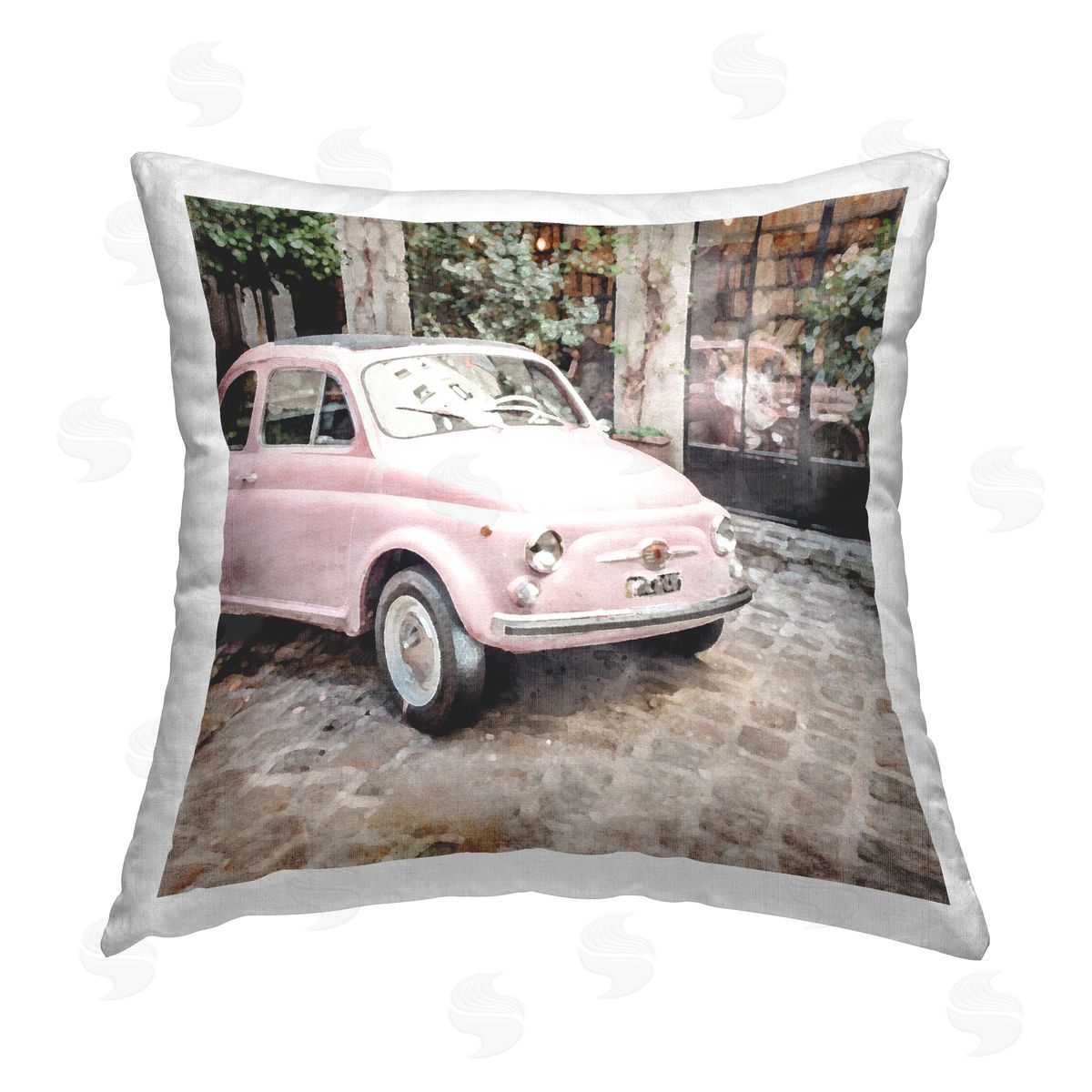 Pastel Pink Buggy Car Decorative Printed Pillow, Home Decor by LSR Design Studio