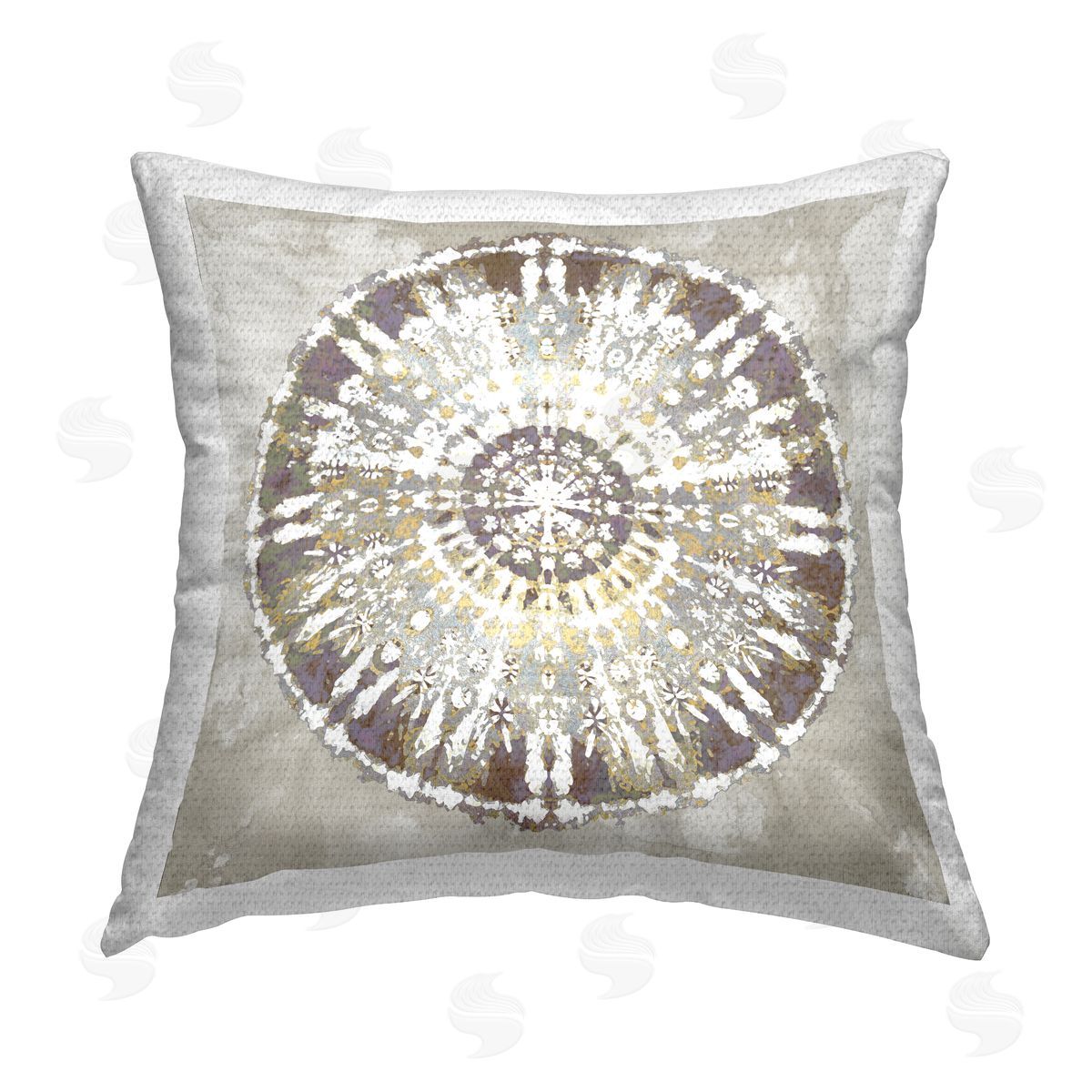 Beige Bohemian Medallion Outdoor Printed Pillow, Home Decor by Ellie Roberts