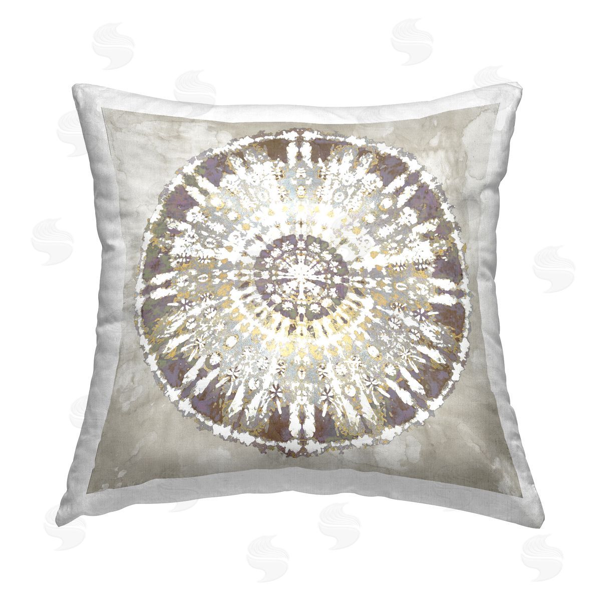 Beige Bohemian Medallion Decorative Printed Pillow, Home Decor by Ellie Roberts