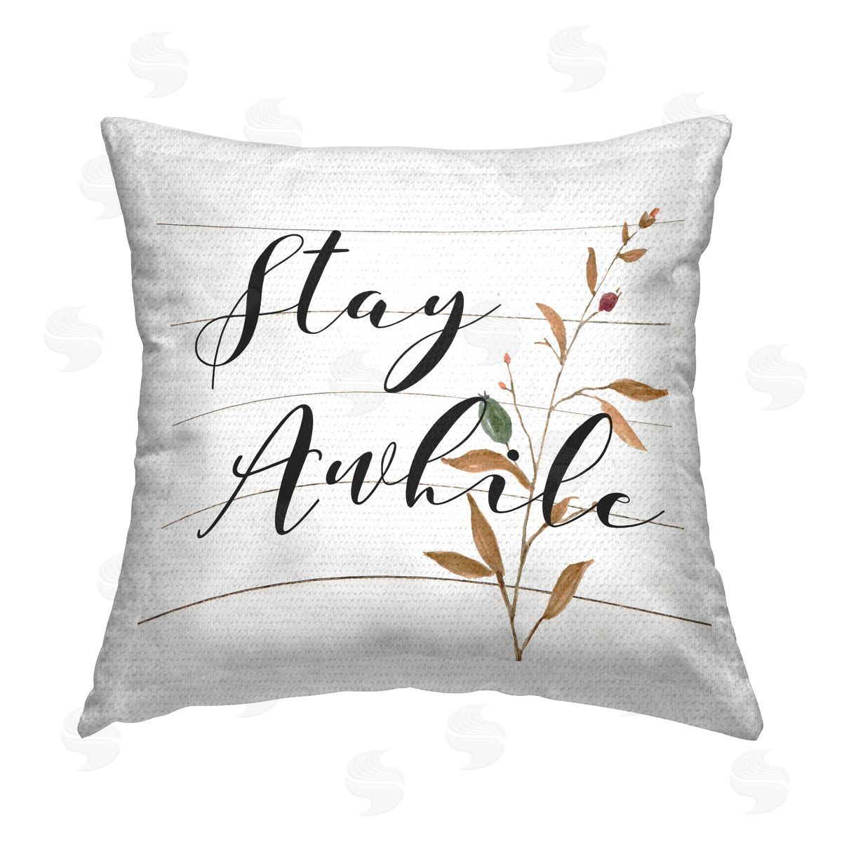 Stay Awhile Cottage Phrase Outdoor Printed Pillow, Home Decor by Carol Robinson