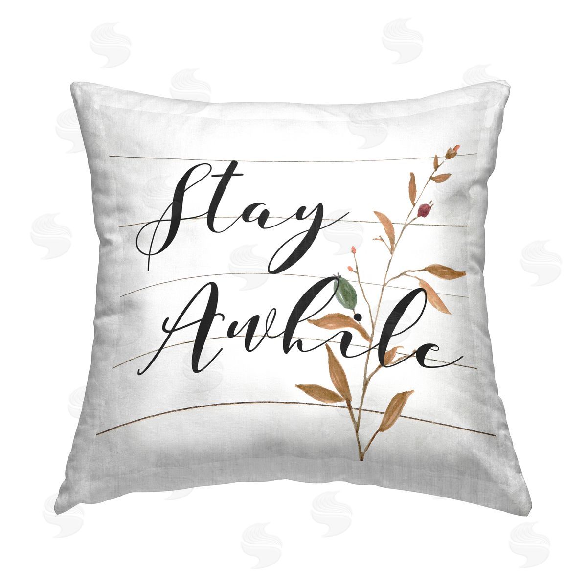 Stay Awhile Cottage Phrase Decorative Printed Pillow, Home Decor by Carol Robinson