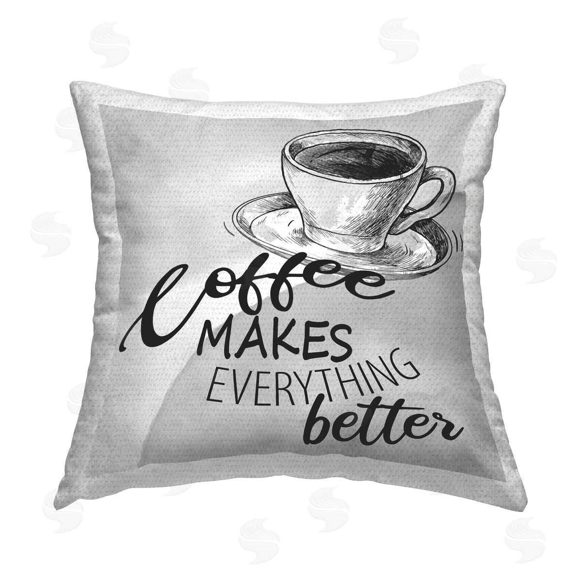 Funny Vintage Coffee Phrase Outdoor Printed Pillow, Home Decor by Kim Allen