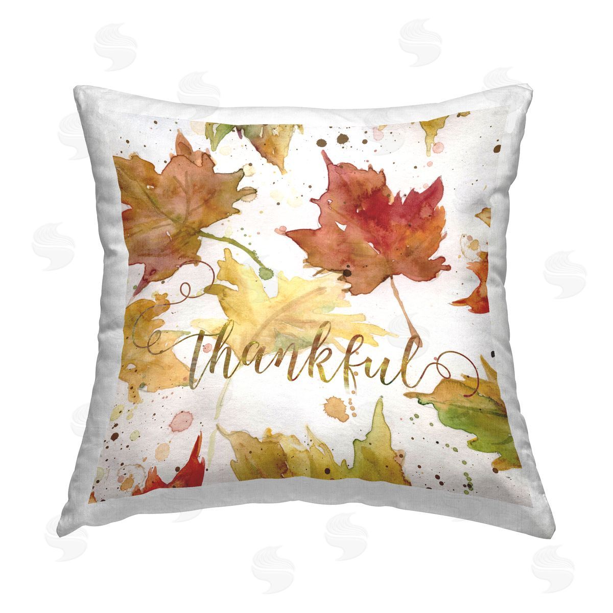 Carol Robinson Thankful Maple Leaves Printed Plush Polyester Throw Pillow
