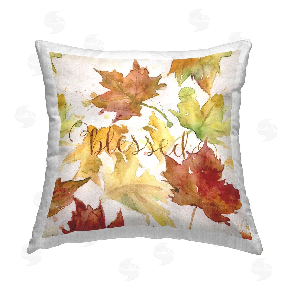Carol Robinson Blessed Autumn Leaves Printed Plush Polyester Throw Pillow