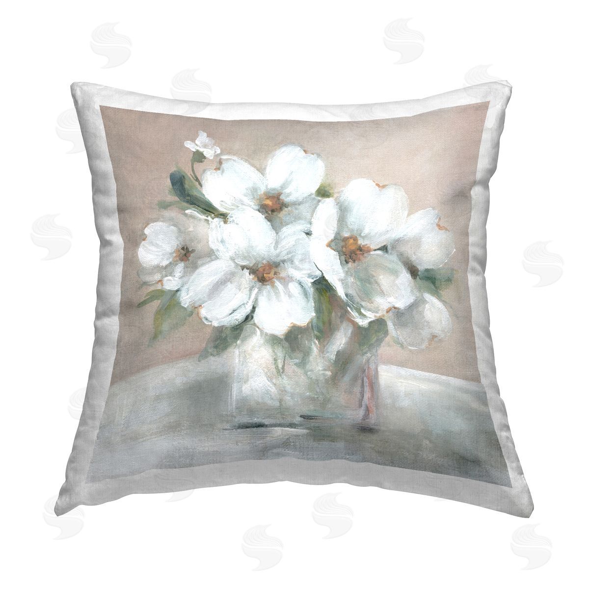 Carol Robinson Blushing Blooms Bouquet Printed Plush Polyester Throw Pillow