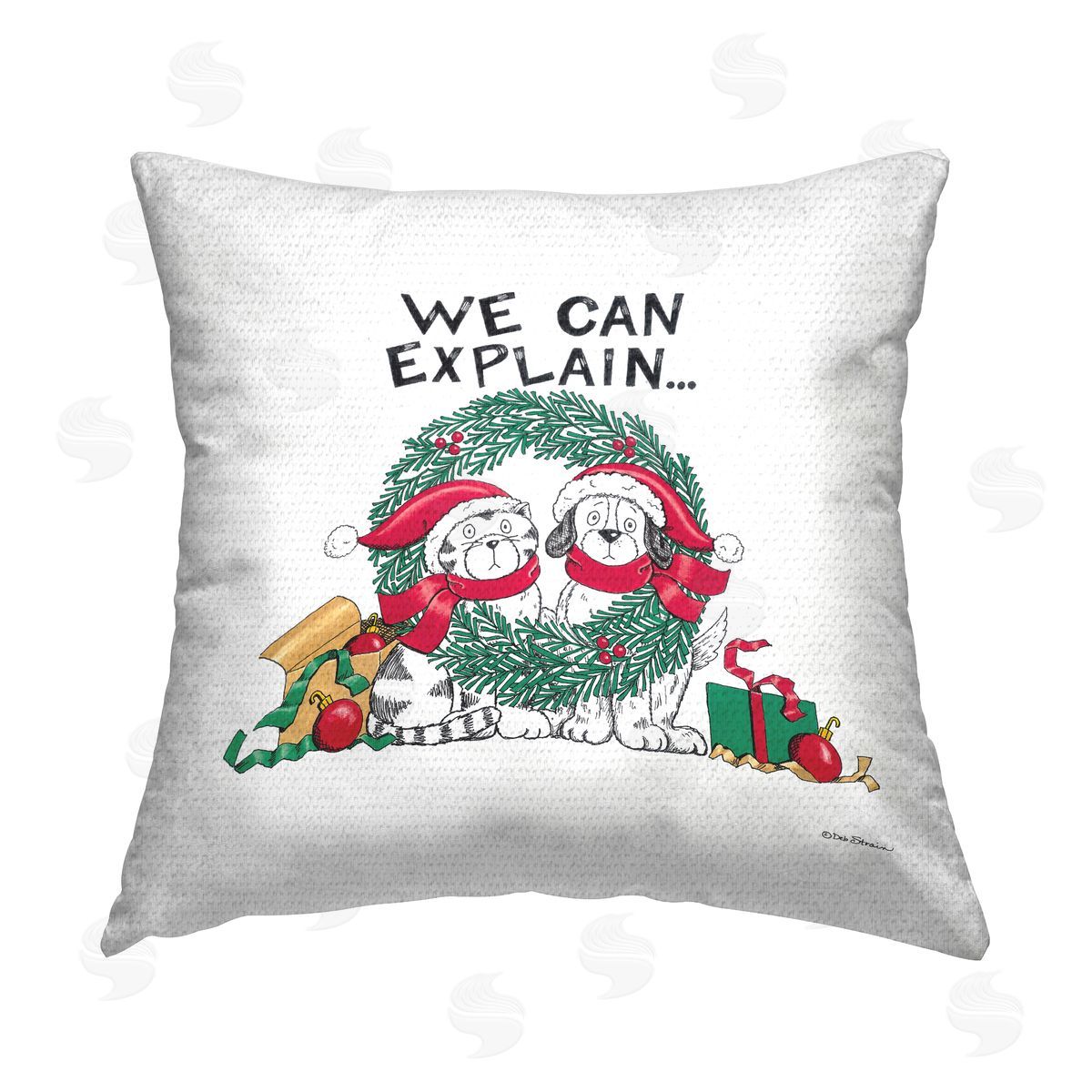 Deb Strain We Can Explain Holiday Pets Outdoor Quick-Dry Polyester Printed Throw Pillow