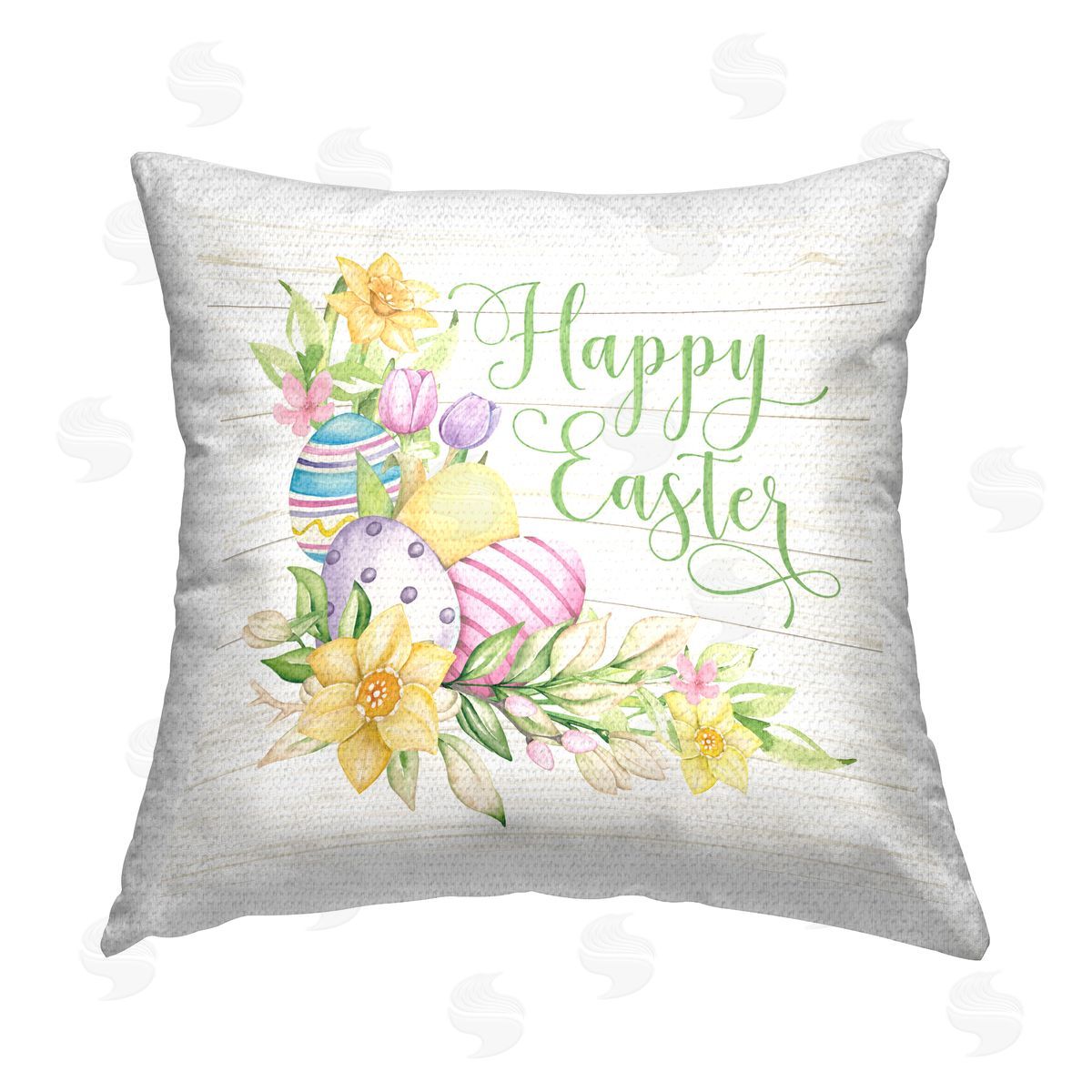 Mollie B. Happy Easter Pastel Eggs Outdoor Quick-Dry Polyester Printed Throw Pillow