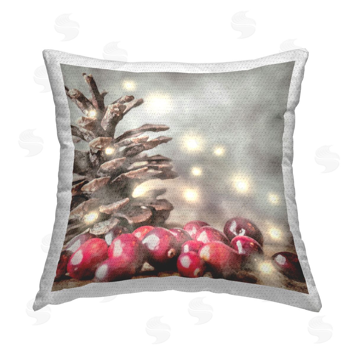 LSR Design Studio Winter Pinecone & Berries Outdoor Quick-Dry Polyester Printed Throw Pillow