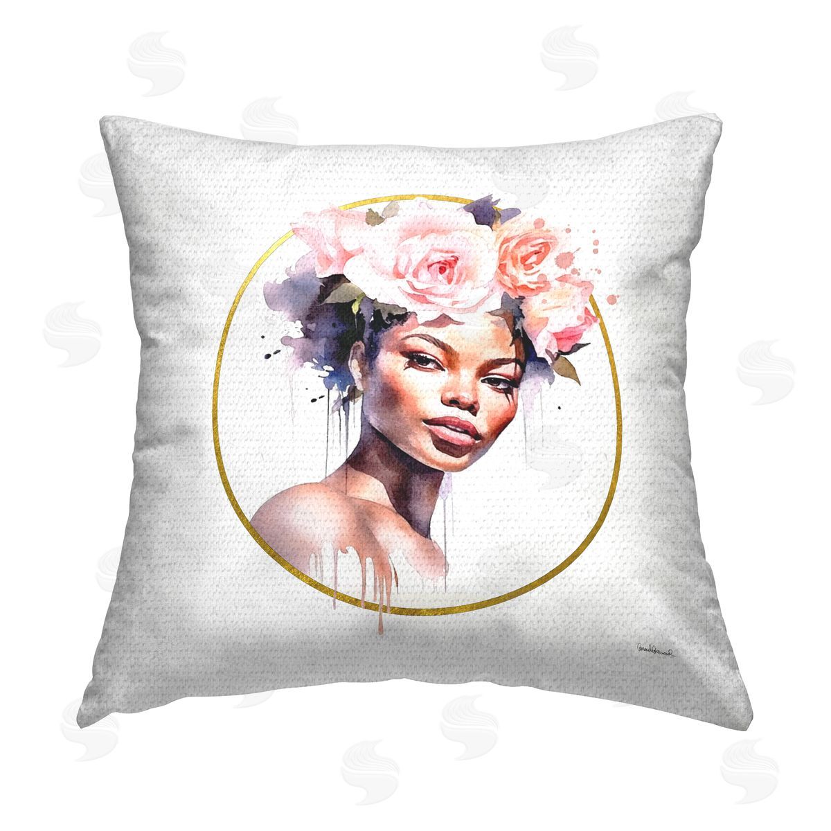 Amanda Greenwood Girl with Roses Portrait Outdoor Quick-Dry Polyester Printed Throw Pillow
