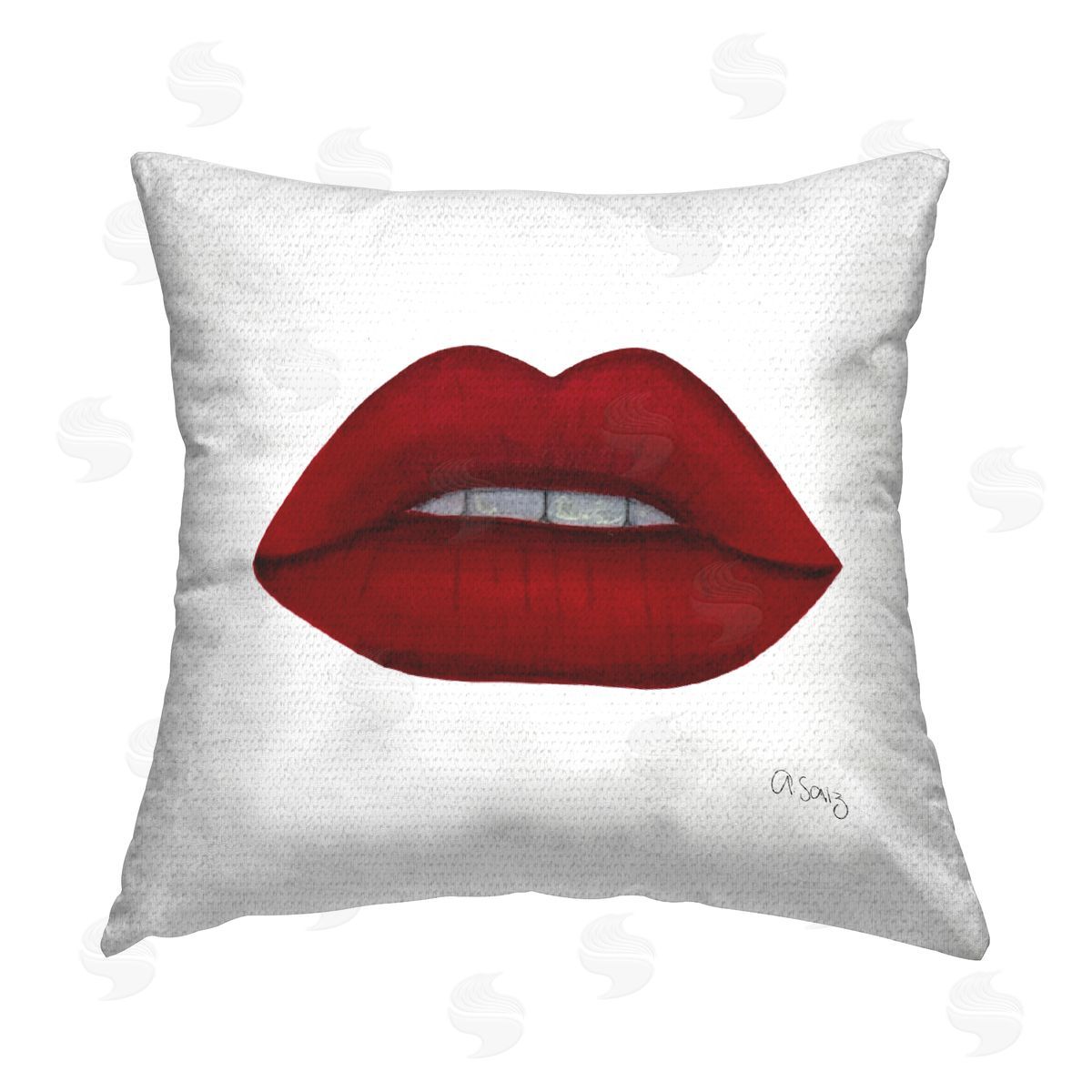 Ale Saiz Studio Red Modern Fashion Lips Outdoor Quick-Dry Polyester Printed Throw Pillow