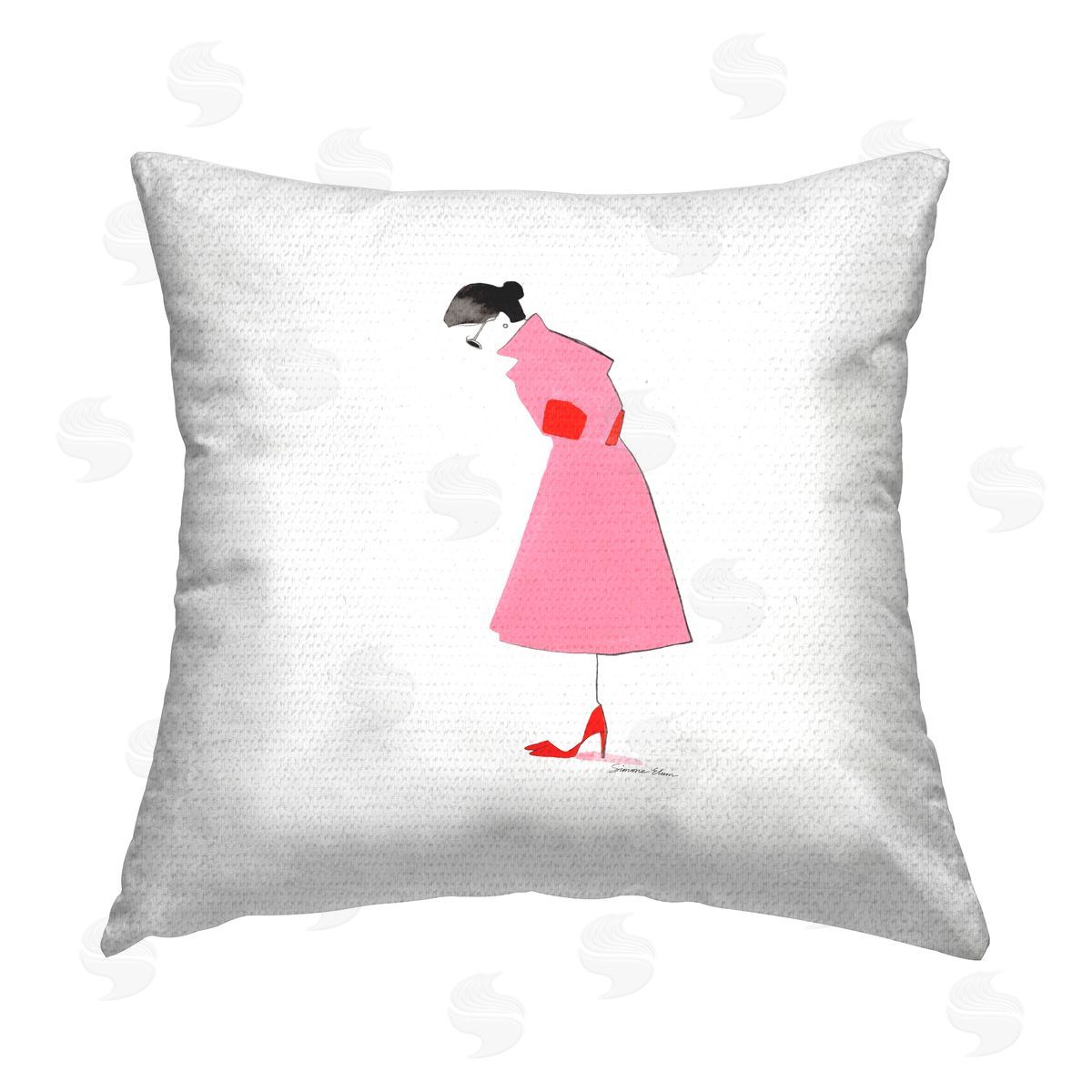 Simone Elum Pink Glam Fashionista Outdoor Quick-Dry Polyester Printed Throw Pillow