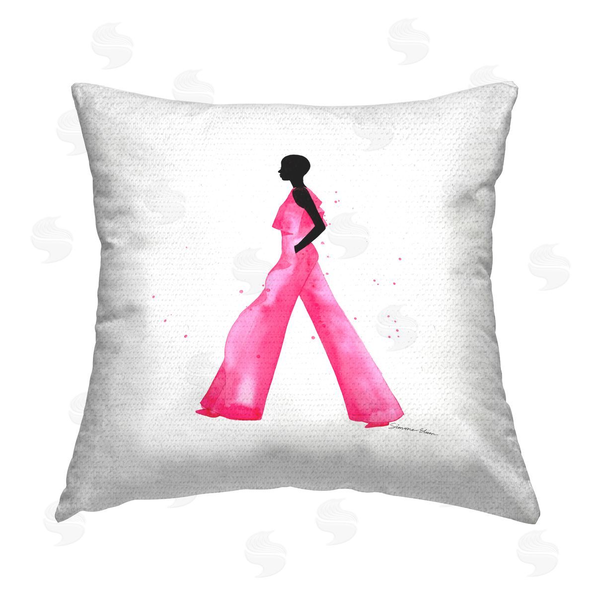 Simone Elum Girl in Glam Jumpsuit Outdoor Quick-Dry Polyester Printed Throw Pillow