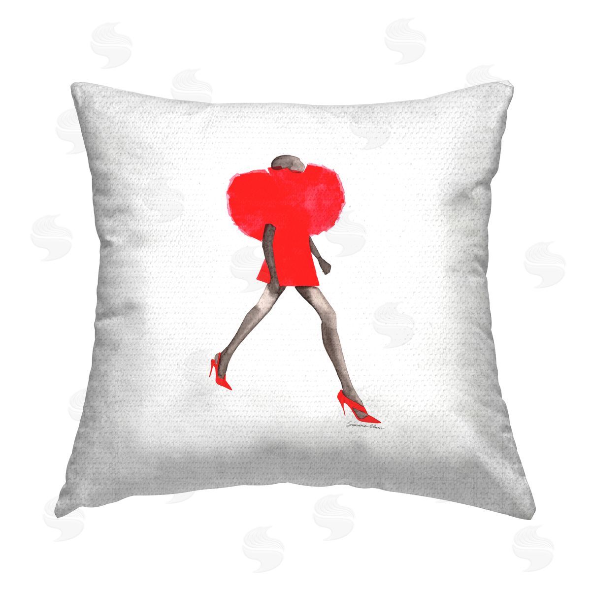 Simone Elum Silhouette in Red Dress Outdoor Quick-Dry Polyester Printed Throw Pillow