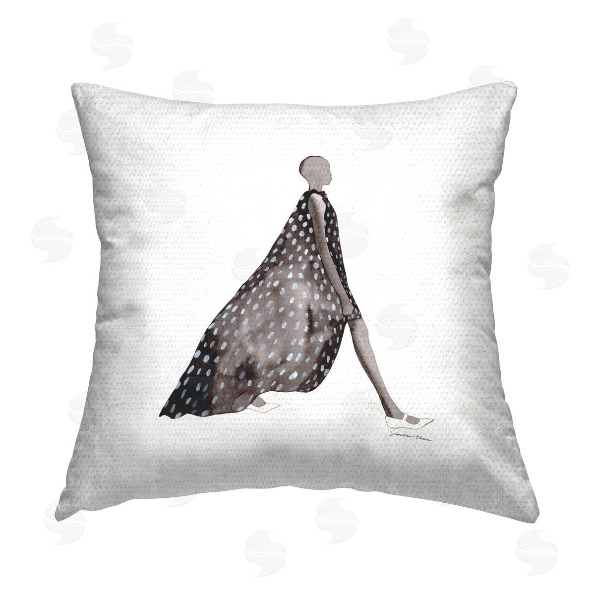 Simone Elum Glam Patterned Dress Outdoor Quick-Dry Polyester Printed Throw Pillow
