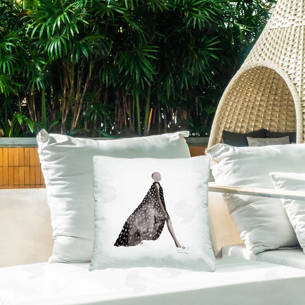 Simone Elum Glam Patterned Dress Outdoor Quick-Dry Polyester Printed Throw Pillow in Back Yard