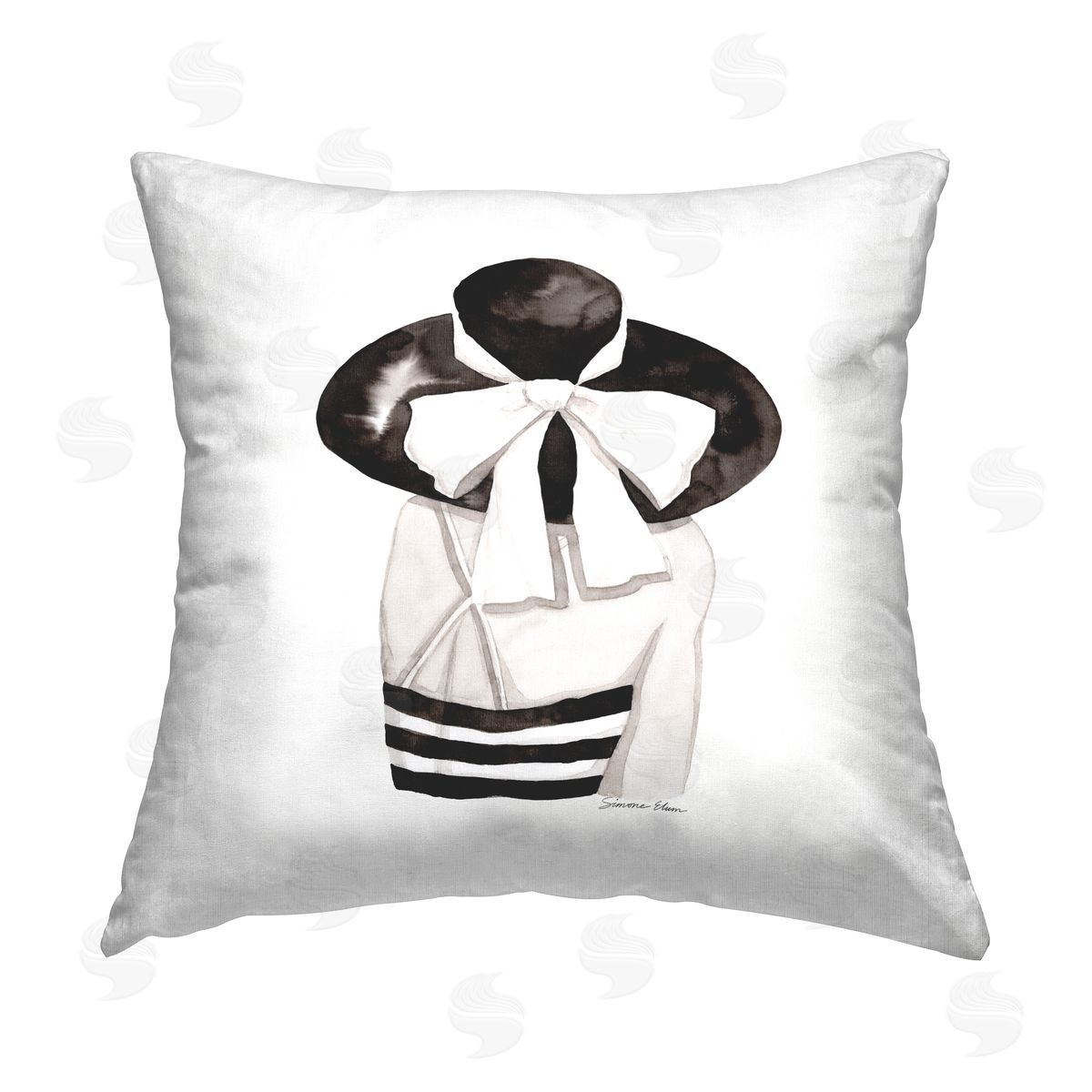 Simone Elum Summer Girl in Sunhat Printed Plush Polyester Throw Pillow
