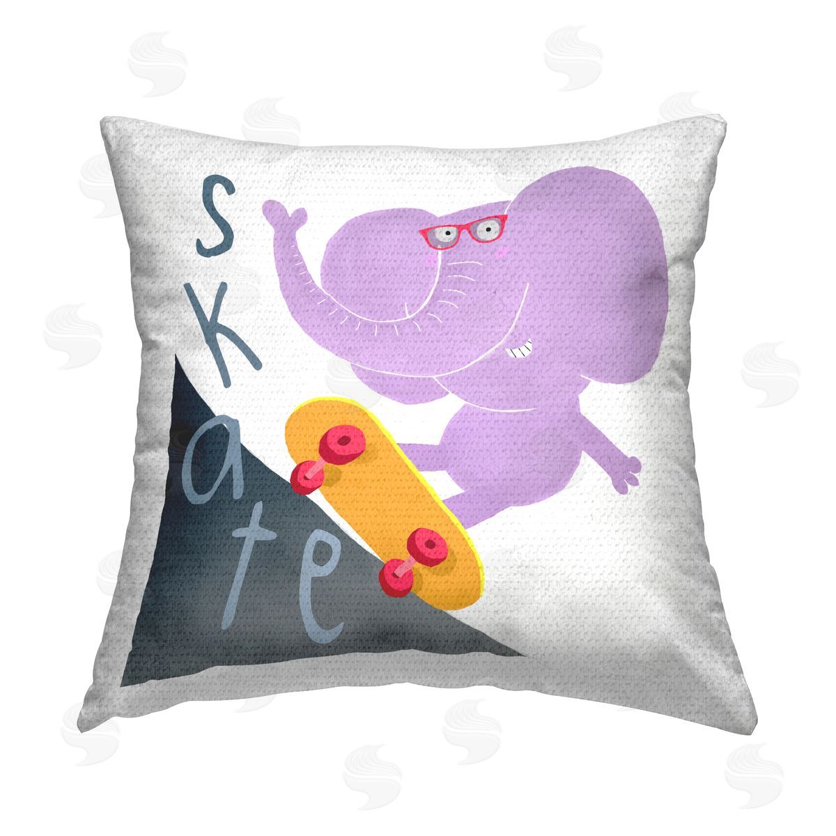 Carla Daly Skateboarding Purple Elephant Outdoor Quick-Dry Polyester Printed Throw Pillow