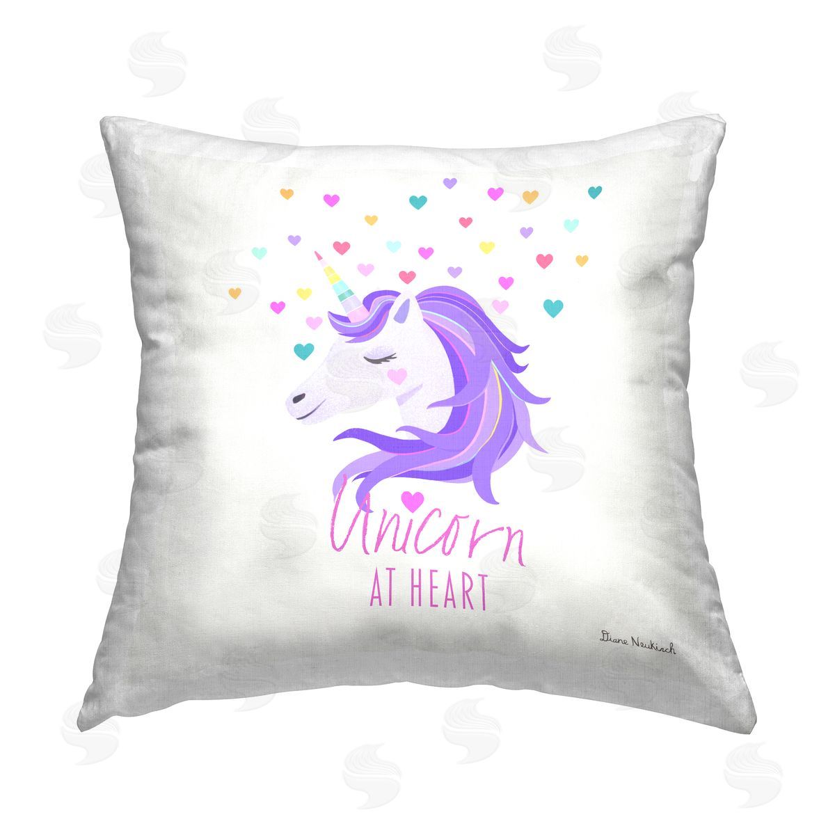 Diane Neukirch Unicorn At Heart Phrase Printed Plush Polyester Throw Pillow