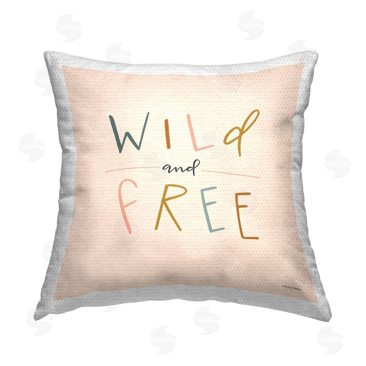 Rachel Nieman Wild & Free Phrase Outdoor Quick-Dry Polyester Printed Throw Pillow