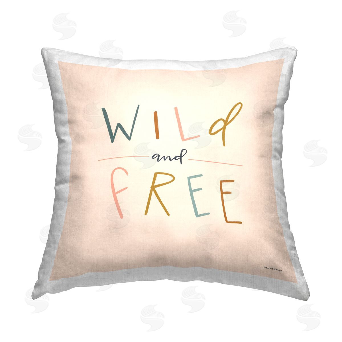 Rachel Nieman Wild & Free Phrase Printed Plush Polyester Throw Pillow