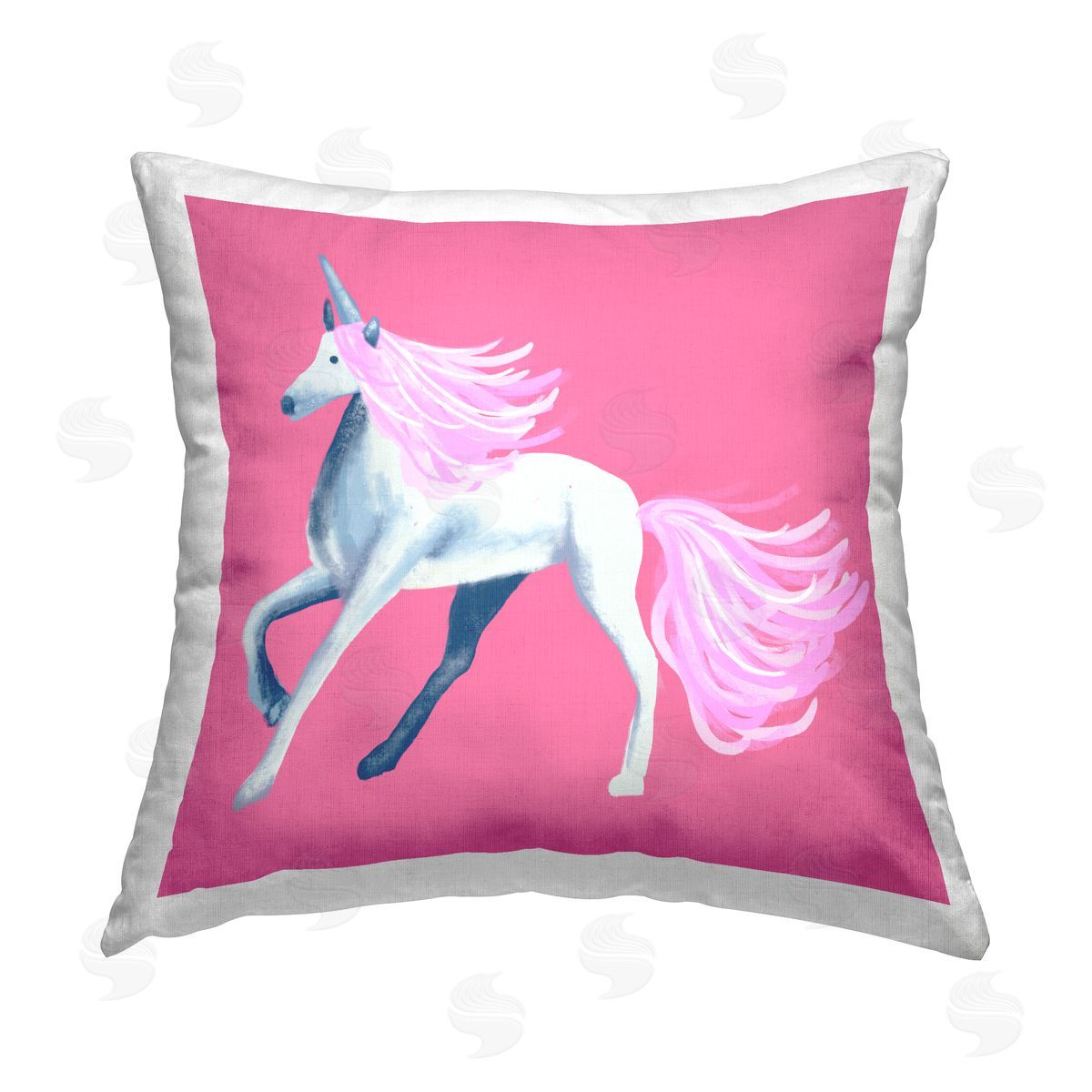 Thimblepress Galloping Pink Unicorn Printed Plush Polyester Throw Pillow