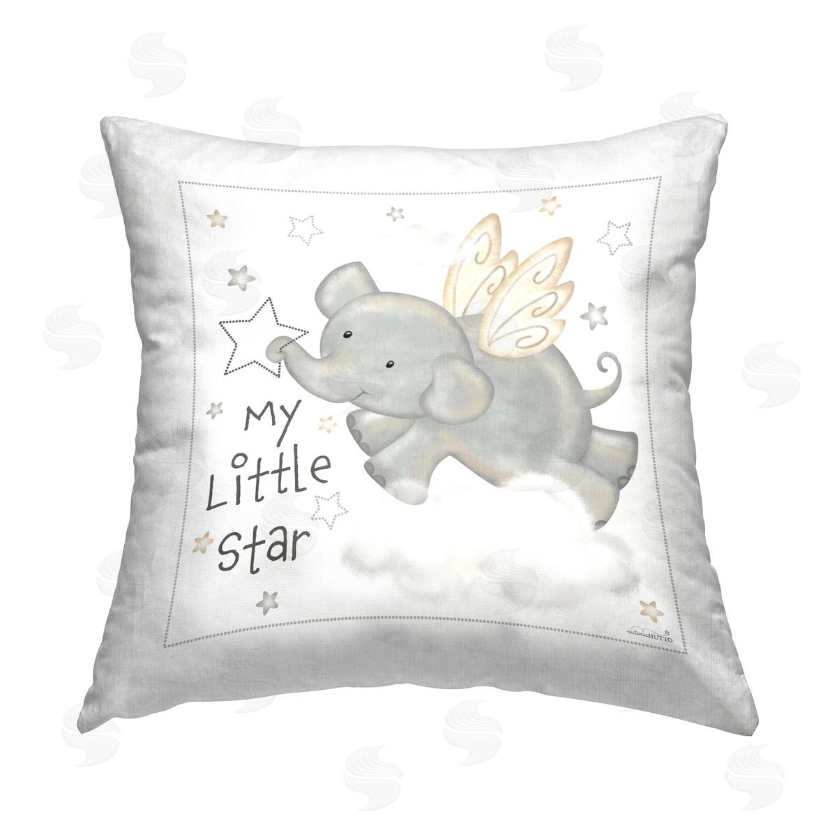 Victoria Hutto My Little Star Elephant Printed Plush Polyester Throw Pillow