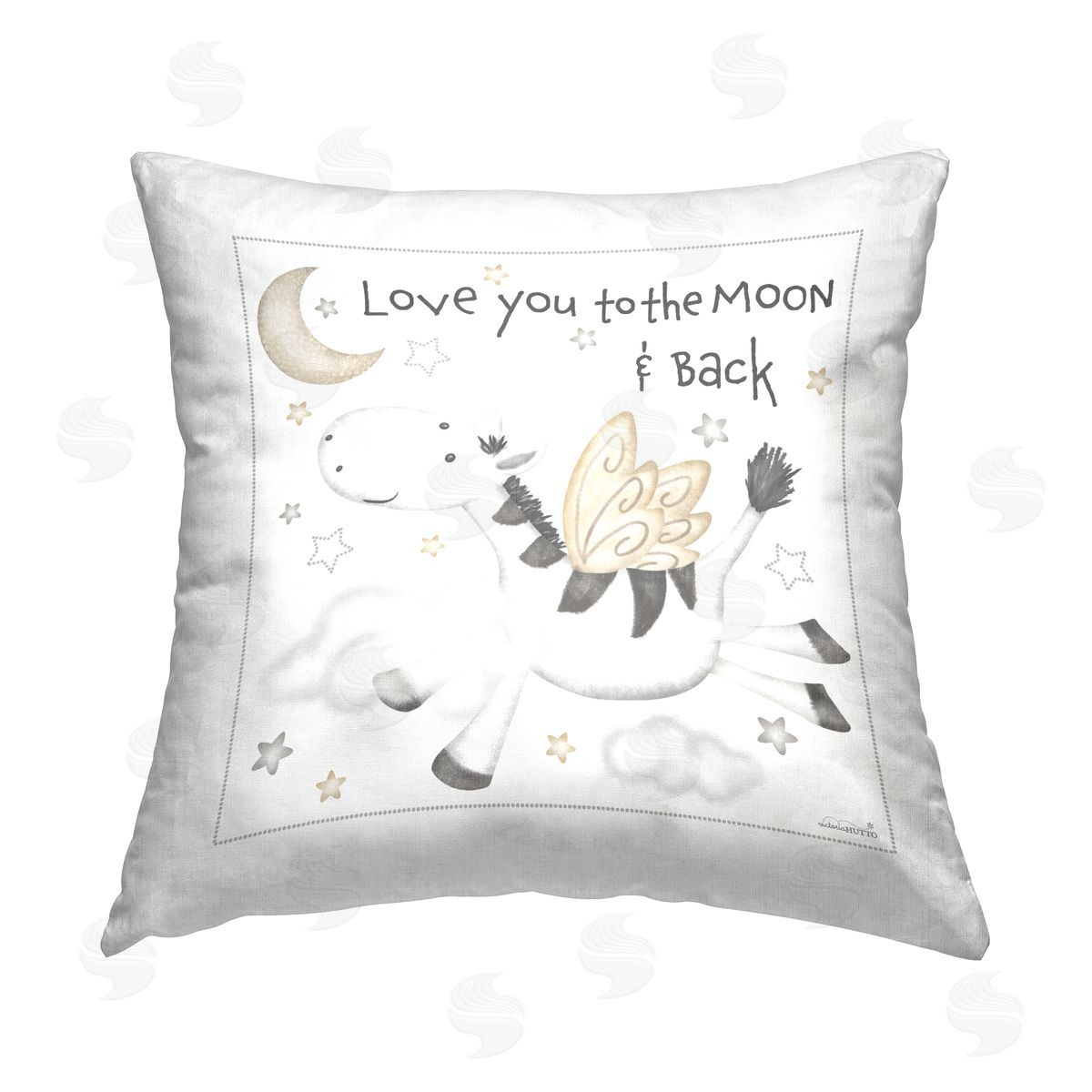 Victoria Hutto Moon & Back Phrase Printed Plush Polyester Throw Pillow